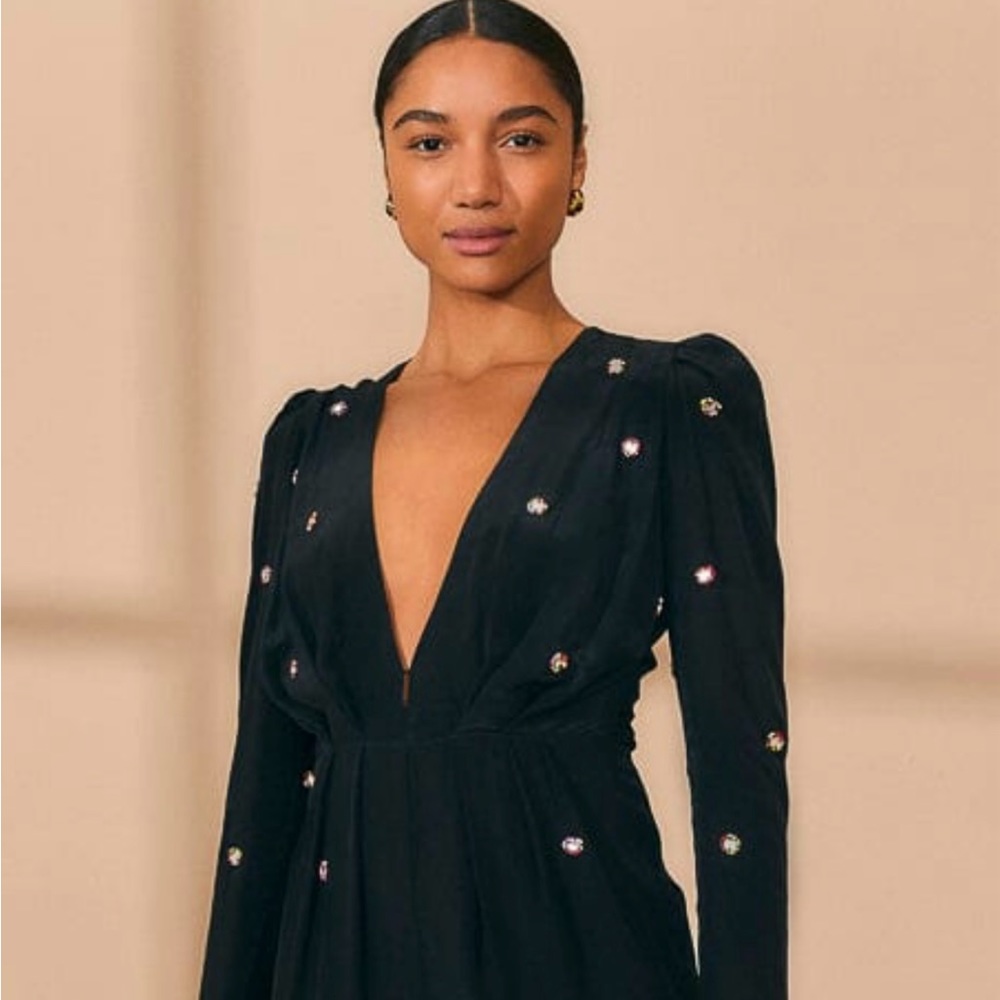 BRAND NEW! Farm Rio - Black Mirror Embroidered Jumpsuit - Size M